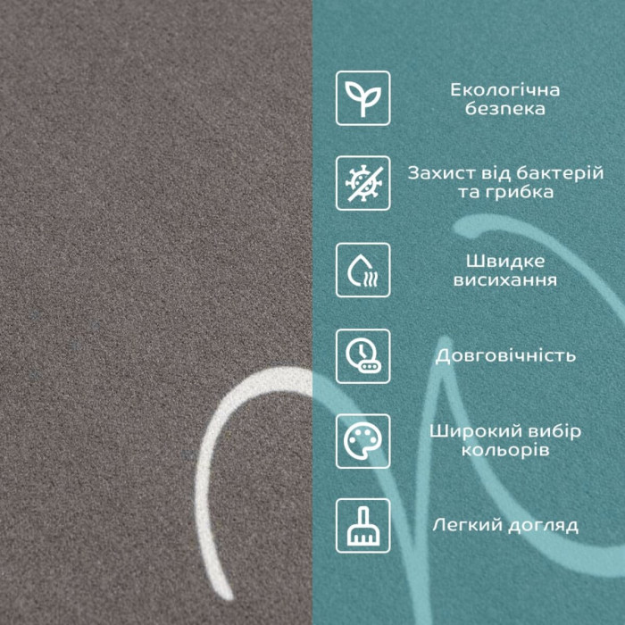 Вологопоглинаючий килимок 38х58х3мм "Ласкаво просимо" сірий (D) SW-00001559
